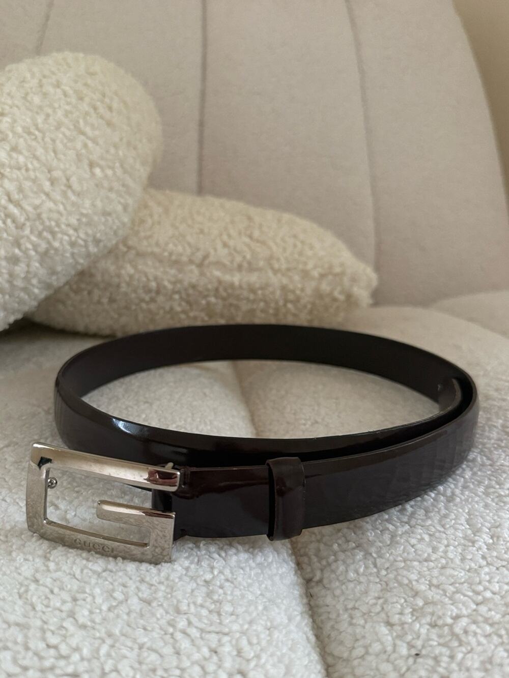 Vintage Tom Ford Gucci S/S 1998 Logo G Belt Brown Silver 70 28